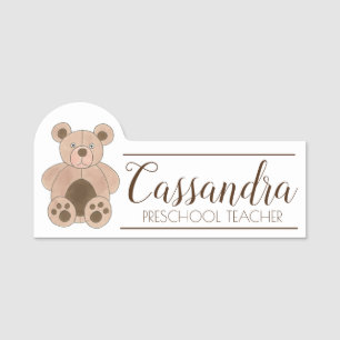 Push Nalle Preschool Teacher Leksak Store Namnbricka