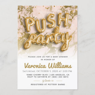 Push Party Trendig Modern babyskabinbjudning Inbjudningar