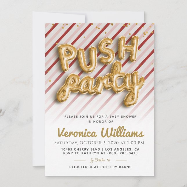 Push Party Trendig Modern babyutsändning - inbjuda Inbjudningar (Framsida)