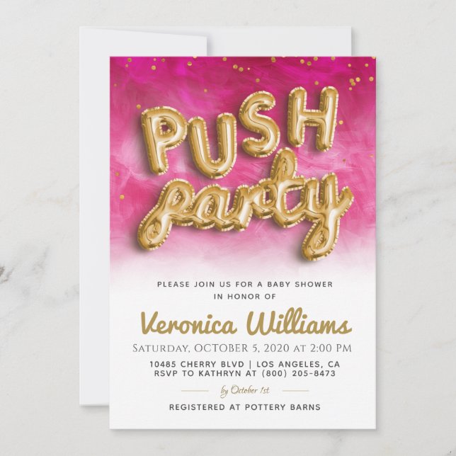 Push Party Trendig Modern babyutsändning - inbjuda Inbjudningar (Framsida)