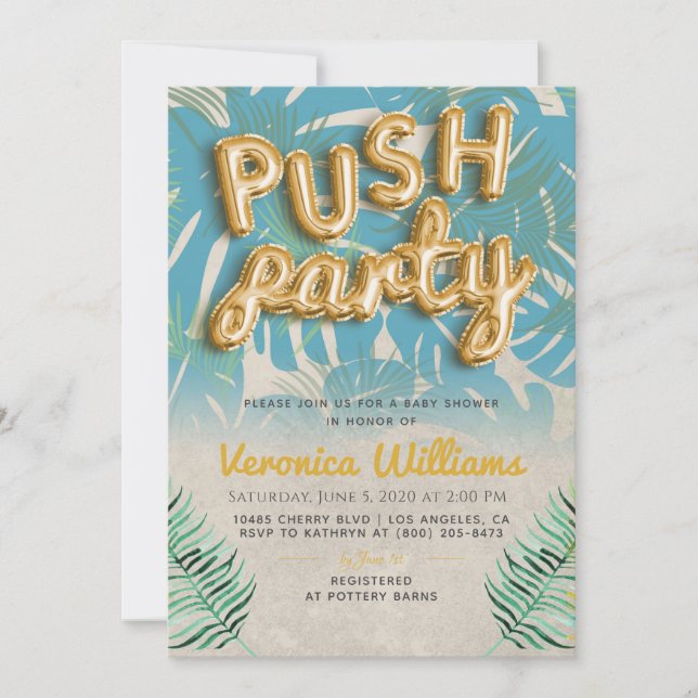 Push Party Trendig Modern babyutsändning - inbjuda Inbjudningar (Framsida)