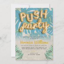 Push Party Trendig Modern babyutsändning - inbjuda