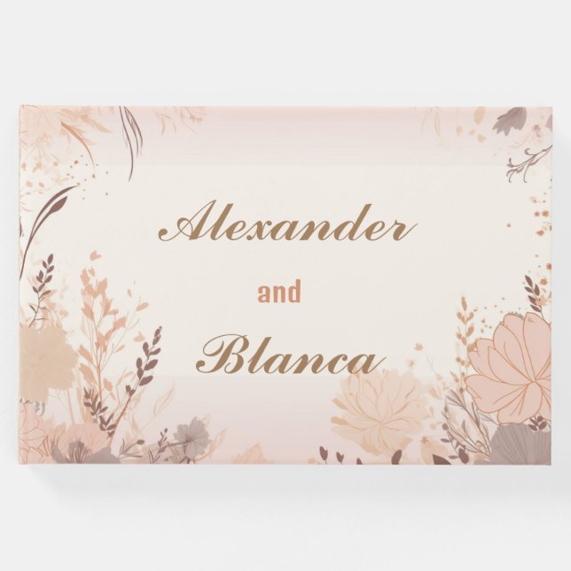 Push Rosa Blommigt Vintage bröllop Gästböcker (Framsida)