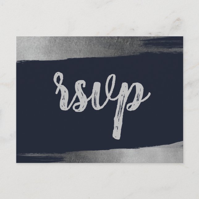 Push Rustic Navy Silver Simple Modern OSA Inbjudan Vykort (Framsida)