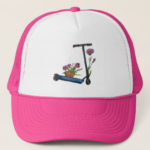 Push Scooter & Flowers Watercolor Art Cap Keps