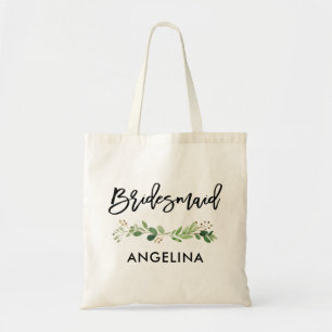 Push Script Botanical Greenery Bridesmaid Tygkasse
