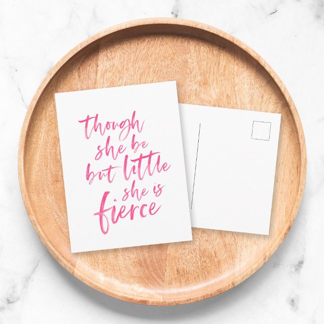 Push Script Little but Fierce William Shakespeare Vykort (Skapare uppladdad)
