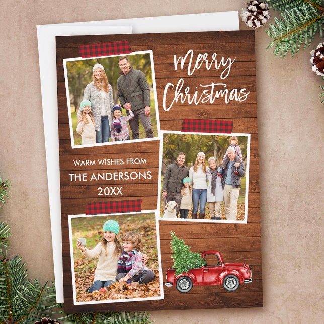 Push Script Play Craft Tape Wood Lastbil jul Julkort (Customize to add text or more photos to back of card.)