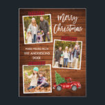 Push Script Play Craft Tape Wood Lastbil jul Vykort<br><div class="desc">I det moderna penselskriptet God jul 3 Photo Collage Helgdag Postcard ingår Red Lastbil med Julgran. Rustic Land Wood.</div>
