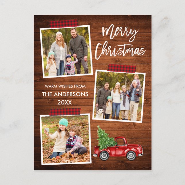 Push Script Play Craft Tape Wood Lastbil jul Vykort (Framsida)