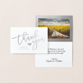 Push Stroke Silver Foil TACK Bröllop | PHOTO Folierat Kort