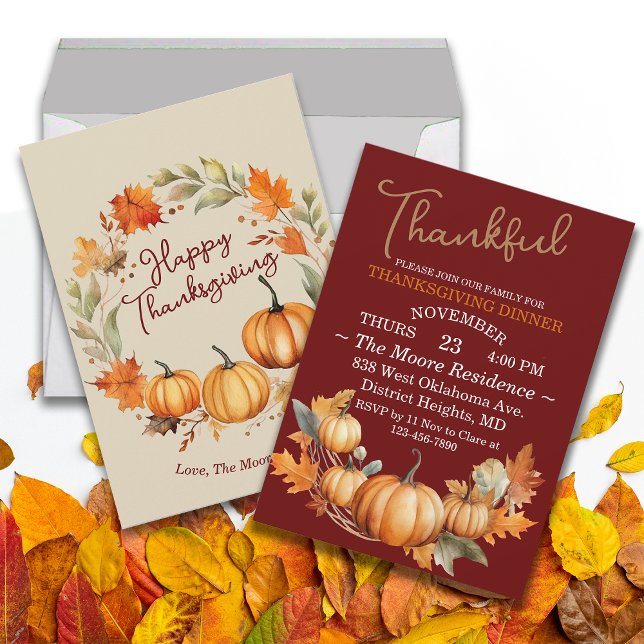 Push Thanksgiving Friendsgiving Middag Anpassnings Inbjudningar (Skapare uppladdad)