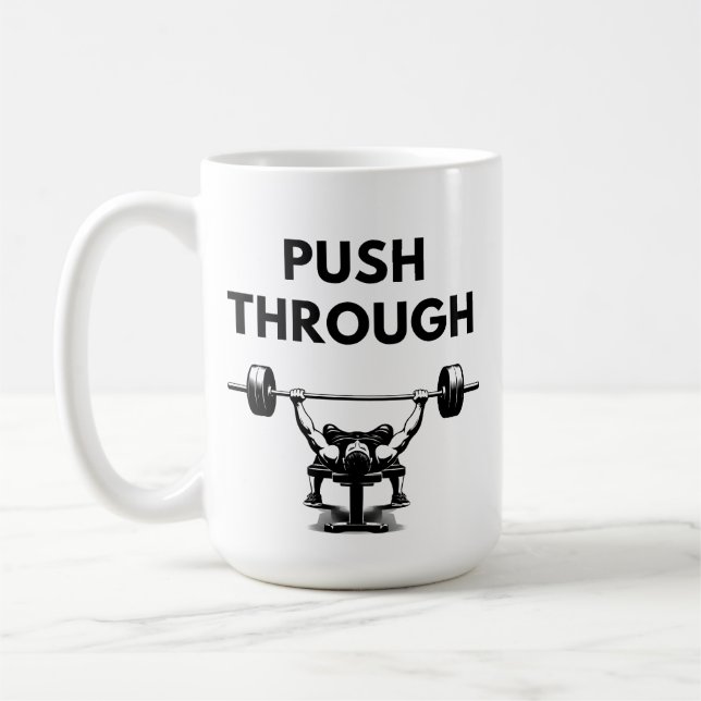 PUSH THROUGH Mug Gym Motivation Kaffemugg (Vänster)