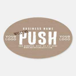 Push Welcome Rustic Charm Kraft Papper Business Ovalt Klistermärke