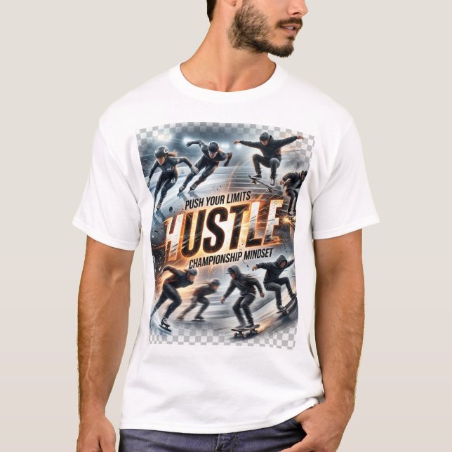 PUSH YOUR LIMITS | HUSTLE | Mästarmindset | T Shirt (Framsida)