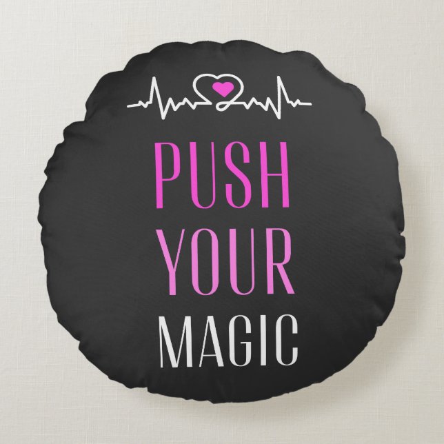 Push Your Magic – Motivational Aesthetic  Rund Kudde (Framsidan)