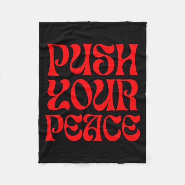 Push Your Peace Sritual Funny Cool Retro Outfit  Fleecefilt (Framsidan)