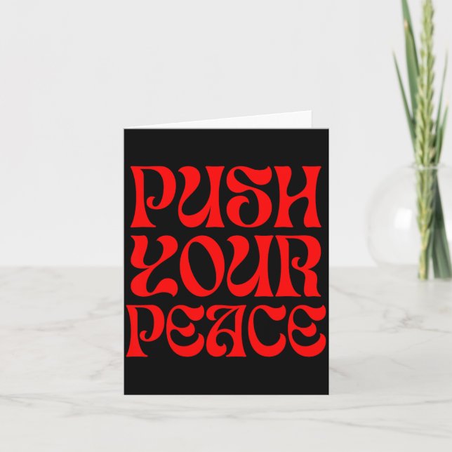 Push Your Peace Sritual Funny Cool Retro Outfit  Kort (Framsida)