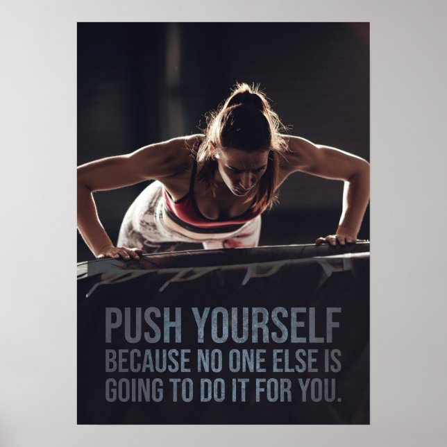Push Yourself - Women's Workout Motivational Poster (Framsidan)