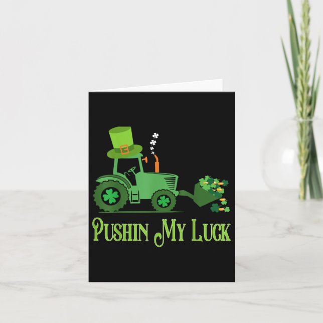 Pushin My Tur St. Patricks Day Shamrock Irish Boy Kort (Framsida)