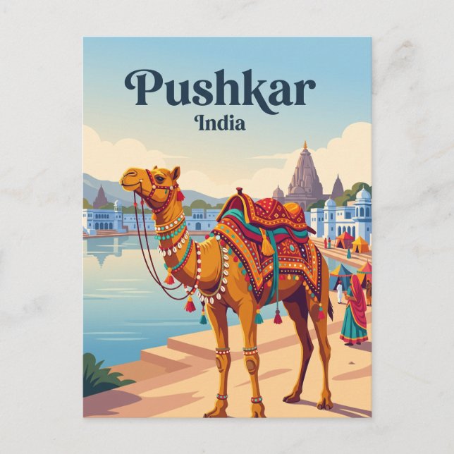 Pushkar Camel Fair Indien Vykort (Framsida)