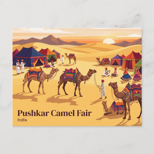 Pushkar Kamelmarknad Indien Vykort (Framsida)