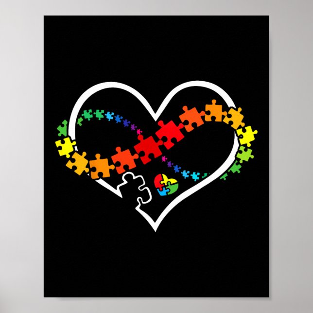 Pusle Heart Autism Awareness Support Teacher Fami Poster (Framsidan)