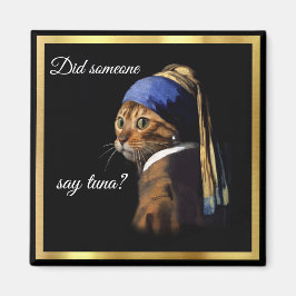 Puss med en öronvårning, vermeer Spoof Fridge Magnet