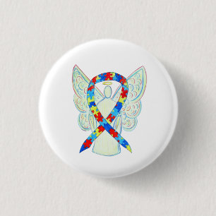 Pussel Angel Autism Awareness Ribbon Art Stift Knapp