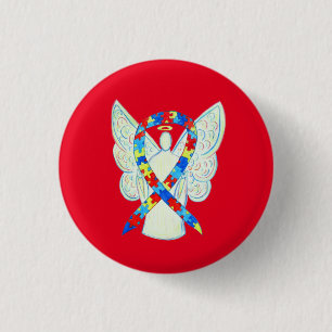Pussel Angel Autism Awareness Ribbon Art Stift Knapp