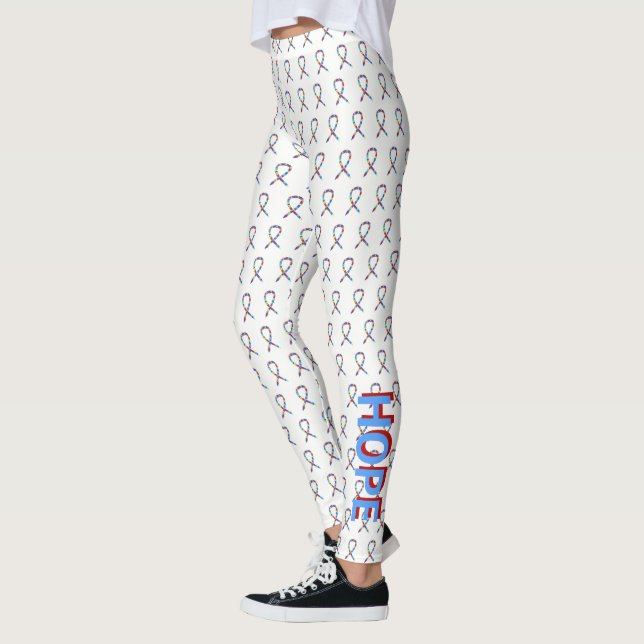 Pussel ASD Autism Awareness Ribbon Anpassningsbar  Leggings (Vänster)