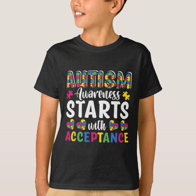 Pussel Autism Acceptans Förstå Kärlek Uppmärksamhe T Shirt (Framsida)