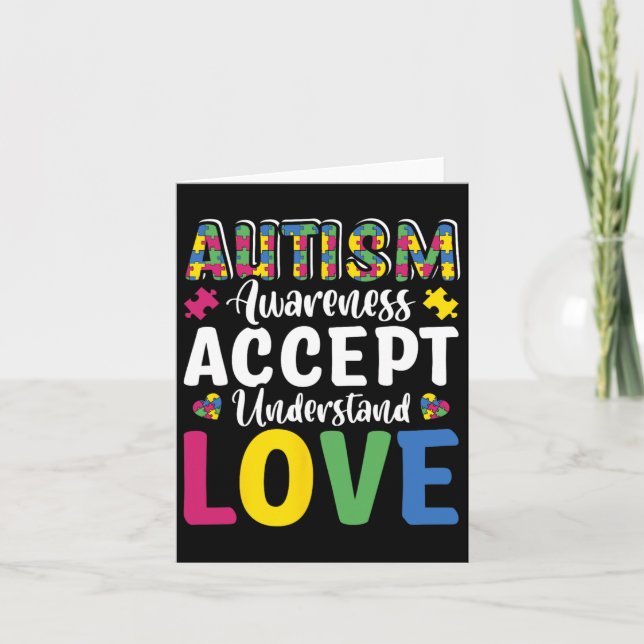 Pussel Autism Awareness Accepterar Kärlek Dis Kort (Framsida)