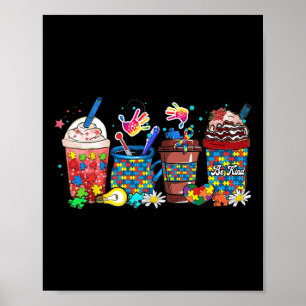Pussel Autism Awareness Day Coffee Latte Kopp Coff Poster