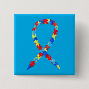 Pussel Autism Awareness Ribbon Anpassningsbar Art Knapp