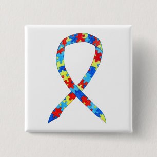 Pussel Autism Awareness Ribbon Anpassningsbar Art Knapp