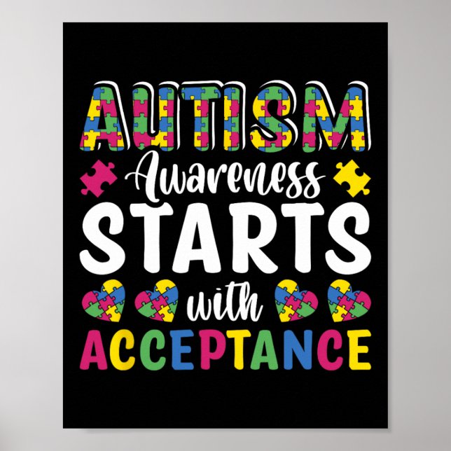 Pussel Autism Medvetenhet Acceptera Förstå Kärlek  Poster (Framsidan)