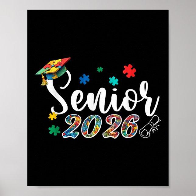 Pussel Autistic Autism Studenten Senior 2026 Boys Poster (Framsidan)