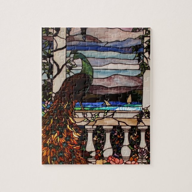 Pussel av fastnat glas från Peacock (Vertikal)