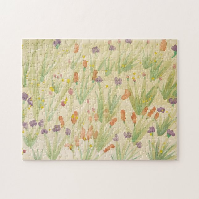 Pussel av vattenfärgsfärg Blommigt (Horisontell)