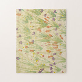 Pussel av vattenfärgsfärg Blommigt