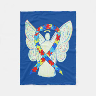 Pussel Awareness Ribbon Angel Anpassningsbar Soft Fleecefilt