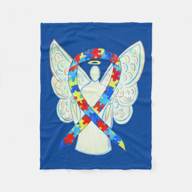 Pussel Awareness Ribbon Angel Anpassningsbar Soft  Fleecefilt (Framsidan)