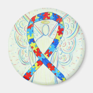 Pussel Awareness Ribbon Angel Art Magnets Magnet