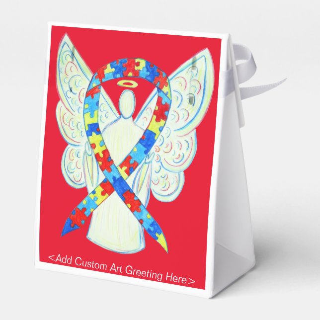 Pussel Awareness Ribbon Angel Party-favoritruta Presentaskar (Baksidan Sidan)