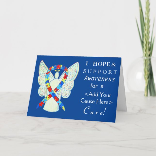 Pussel Awareness Ribbon Anpassningsbar Angel Cards Kort (Framsida)