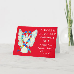 Pussel Awareness Ribbon Anpassningsbar Angel Cards Kort