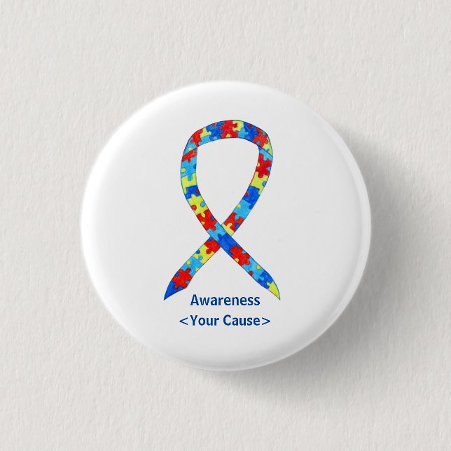 Pussel Awareness Ribbon Anpassningsbar Art Stift Knapp (Framsida)