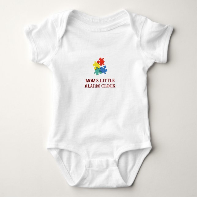 Pussel Baby-bodysuit - "Mammas lilla alarm"-tryck T Shirt (Framsida)