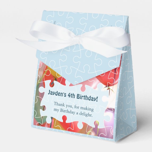 Pussel Balloon 4e födelsedagen Party Presentaskar (Framsidan Sidan)